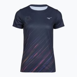 Koszulka do biegania damska Mizuno Summer Pack QD Tee. Niebieskie t-shirty damskie Mizuno, l, bez wzorów, z materiału, bez kołnierzyka. Za 109.99 zł.