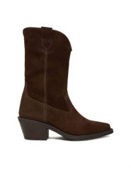Badura Kowbojki EO-CAMILA-5031 Brązowy. Brązowe botki damskie Badura, ze skóry, bez obcasa, na słupku, bez zapięcia. Za 429.99 zł.
