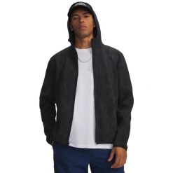 UA Unstoppable Fleece Kurtka z pełnym zamkiem Czarna. Czarne kurtki męskie Under Armour, m, bez wzorów, z materiału, na fitness i siłownię. Za 651.99 zł.