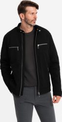 Kurtka męska Ombre Kurtka męska typu biker ze stójką i kieszeniami czarna V2 OM-JALP-0157 XXL. Czarne kurtki męskie Ombre, m, bez wzorów, bez kaptura. Za 269.99 zł.