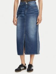 Adidas Spódnica jeansowa 3-Stripes KD2908 Niebieski Regular Fit. Niebieskie spódnice damskie Adidas, bez wzorów, z bawełny. Za 349.99 zł.