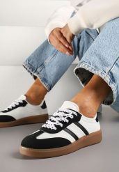 Czarno-Białe Sneakersy Tenisówki z Przeszyciami Lurivia. Czarne trampki i tenisówki damskie Renee, bez wzorów, z jeansu, bez zapięcia. Za 74.99 zł.