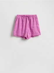 Lniane szorty - fioletowy. Fioletowe szorty damskie Reserved, l, bez wzorów. Za 149.99 zł.