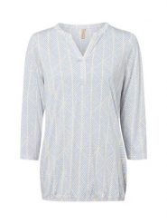 Soyaconcept® Bluzka - SC-Felicity Kobiety Bawełna beżowy|niebieski, XS. Brązowe bluzki damskie xs, bez wzorów, z bawełny, eleganckie, bez kołnierzyka, bez ramiączek. Za 89.95 zł.