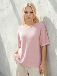 Koszulka z krótkim rękawem z wiskozą - różowy. Czerwone t-shirty damskie Sinsay, l, bez wzorów, z wiskozy, bez kołnierzyka. Za 35.99 zł.