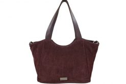 Torebka damska zamszowa typu worek - Bordowa. Czerwone torebki shopper damskie Barberinis, bez wzorów, z jeansu, biznesowe, na ramię, duże, pikowane, bez dodatków. Za 300.99 zł.