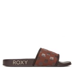 Klapki Roxy. Brązowe klapki damskie Roxy, bez wzorów, bez obcasa. Za 89.99 zł.