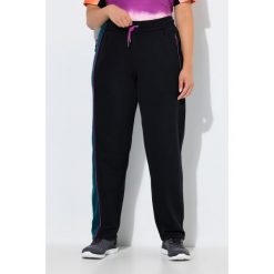 Damskie Spodnie dresowe bloki kolorów kieszenie zapinane na zamek elastyczny pas. Czarne spodnie dresowe damskie Ulla Popken, plus size, bez wzorów, z bawełny, na jogę i pilates. Za 239.99 zł.