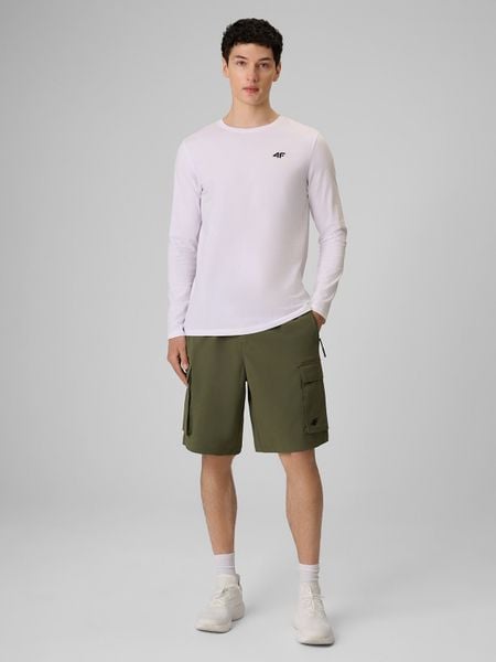 4F Spodenki casual cargo męskie - khaki XXL. Brązowe szorty męskie 4f, m, bez wzorów, z materiału, casualowe. W wyprzedaży za 99.99 zł.