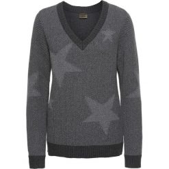 Sweter bonprix antracytowy melanż. Szare swetry damskie bonprix, z dekoltem w serek. Za 79.99 zł.