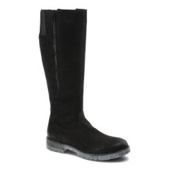 Czarne Kozaki Simen Damskie Skórzane Buty Zimowe. Czarne kozaki damskie Simen, z nubiku, bez obcasa, na obcasie. Za 309.00 zł.