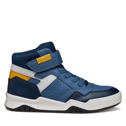 Sneakersy Geox. Niebieskie trampki i tenisówki chłopięce Geox, bez wzorów, bez zapięcia. Za 239.99 zł.