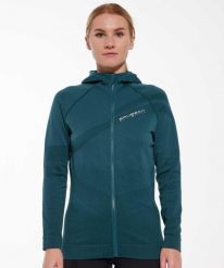 Bluza damska wełniana z kapturem Brubeck THERMO WOOL by Pustelnik. Zielone bluzy damskie Brubeck, m, bez wzorów, z dzianiny, z kapturem, do biegania. Za 439.00 zł.
