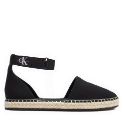 Espadryle Calvin Klein Jeans. Czarne sandały damskie Calvin Klein Jeans, bez wzorów, z jeansu, bez obcasa, bez zapięcia. Za 219.99 zł.
