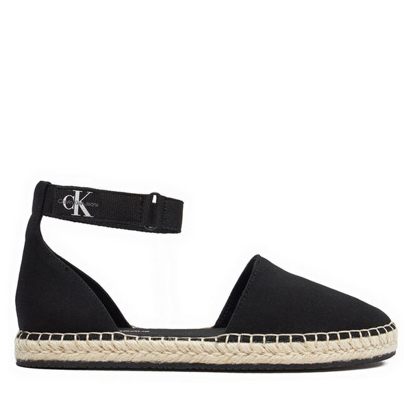 Espadryle Calvin Klein Jeans. Czarne sandały damskie Calvin Klein Jeans, bez wzorów, z jeansu, bez obcasa, bez zapięcia. Za 219.99 zł.