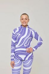 Damska koszulka termoaktywna Purple Swirl. Fioletowe koszulki sportowe damskie OOSC, s, bez wzorów, z materiału, bez kołnierzyka, bez ramiączek, na fitness i siłownię. Za 269.99 zł.