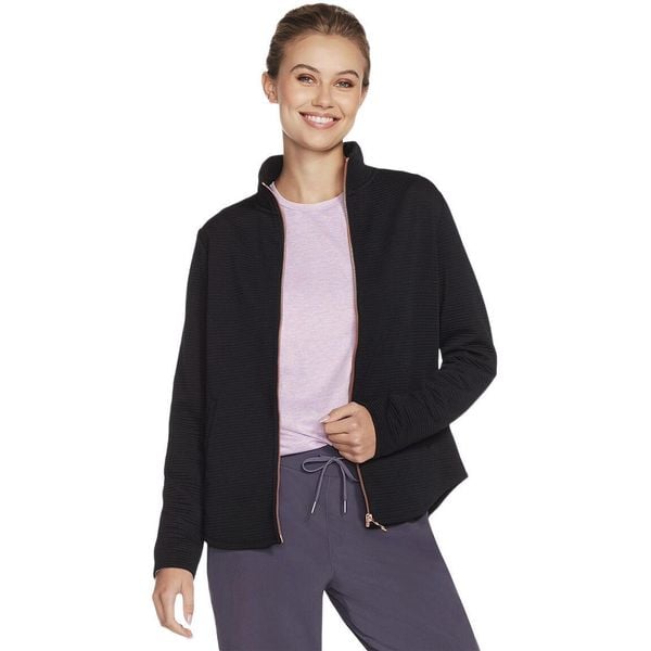 Kurtka damskie Skechers The GO WALK Shine Jacket. Czarne kurtki damskie Skechers, xs, bez wzorów, z elastanu, bez kaptura. Za 290.00 zł.