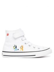 Converse Trampki Converse x Bluey Chuck Taylor All Star Easy On A16715C Biały. Białe trampki i tenisówki dziewczęce Converse, bez wzorów, z materiału, bez zapięcia. Za 219.99 zł.
