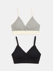 Prążkowane biustonosze typu top 2 pack - wielobarwny. Biustonosze Sinsay, bez wzorów, prążkowane. Za 29.99 zł.