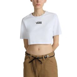 Koszulki Vans Model Flying V Crew Crop Ii Kolor Biały. Białe koszulki sportowe damskie Vans, bez wzorów, z bawełny, bez kołnierzyka, bez ramiączek. Za 218.00 zł.