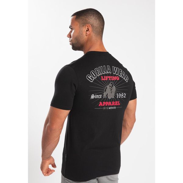 Oregon Koszulka - Czarny. Czarne koszulki sportowe męskie GORILLA WEAR, m, bez wzorów, bez kołnierzyka, bez ramiączek, na fitness i siłownię. Za 181.00 zł.