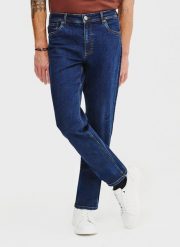 PAKO LORENTE - Granatowe spodnie męskie jeans. Spodnie materiałowe męskie Pako Lorente, l, bez wzorów, z bawełny, casualowe. Za 399.99 zł.