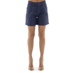 Szorty z bawełna z kieszenie na co dzień. Niebieskie szorty damskie LEONE 1947 APPAREL, bez wzorów, z bawełny. W wyprzedaży za 136.83 zł.
