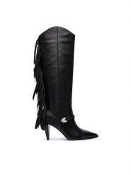 PINKO Kozaki Vane 03 SD0589P003 Czarny. Czarne kozaki damskie Pinko, ze skóry, bez obcasa, na szpilce. Za 1,959.00 zł.