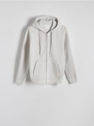 Bluza z kapturem - jasnoszary. Szare bluzy męskie Reserved, l, bez wzorów, z bawełny, z kapturem. Za 119.99 zł.