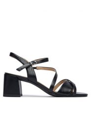 Caprice Sandały 9-28302-46 Czarny. Czarne sandały damskie Caprice, bez wzorów, ze skóry, bez obcasa, na słupku, bez zapięcia. Za 235.99 zł.