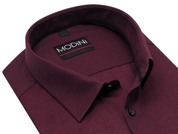 Bordowa koszula męska Modini z długim rękawem - burgund DD19. Czerwone koszule męskie Modini Moda Męska, m, bez wzorów, z bawełny, casualowe, bez kołnierzyka, bez ramiączek. W wyprzedaży za 179.10 zł.