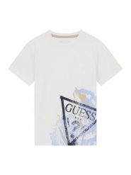 Guess T-Shirt L6RI14 K8HM4 Biały Regular Fit. Białe t-shirty dla chłopców Guess, z aplikacjami, z bawełny, bez ramiączek. Za 89.99 zł.