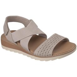 Damskie Sandals Skechers Arch Fit Oasis b Perf. Brązowe klapki damskie Skechers, bez wzorów, z syntetyku, sportowe, bez obcasa. Za 390.00 zł.