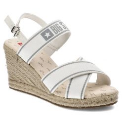 Białe Sandały Big Star Stylowe Espadryle Damskie. Białe klapki damskie Big Star, bez wzorów, bez obcasa, bez zapięcia. Za 179.00 zł.