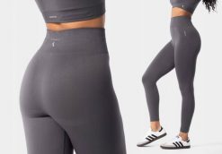 Legginsy treningowe damskie Carpatree Simply Seamless. Szare legginsy damskie Carpatree, l, bez wzorów, z materiału, z podwyższonym stanem, na fitness i siłownię. Za 129.99 zł.