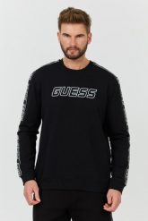 GUESS Czarna męska bluza z lampasami Arlo, Rozmiar XL. Czarne bluzy męskie Guess, l, z aplikacjami, bez kaptura. W wyprzedaży za 225.99 zł.