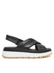 Clarks Sandały Tuscan Cross 26182233 Czarny. Czarne sandały damskie Clarks, bez wzorów, ze skóry, bez obcasa, na koturnie, bez zapięcia. W wyprzedaży za 339.99 zł.