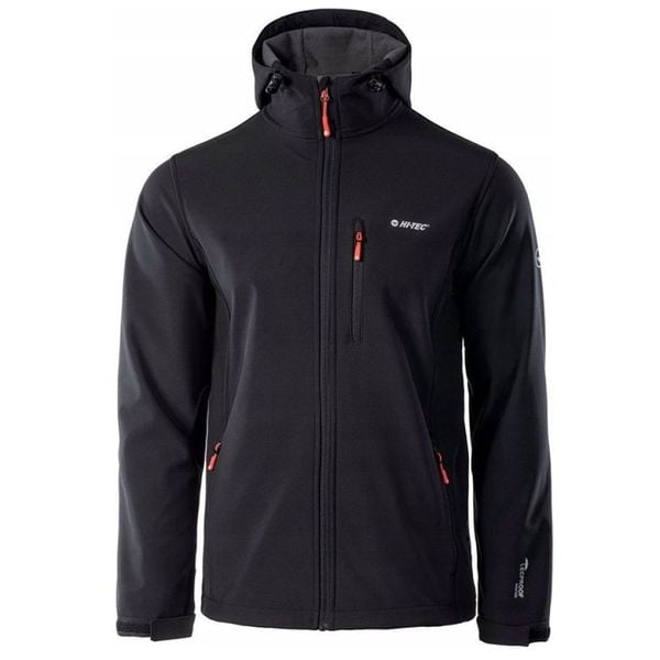 Kurtka męska Softshell Hi-Tec Caen - czarno-pomarańczowa, Rozmiar L. Brązowe kurtki męskie Hi-tec, l, bez wzorów, z polaru, bez kaptura. Za 184.99 zł.