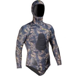 Kurtka do łowiectwa podwodnego męska Subea SPF 540 camo PAD z neoprenu 5 mm. Brązowe buty sportowe męskie SUBEA, m, bez wzorów, z gumy. W wyprzedaży za 399.99 zł.