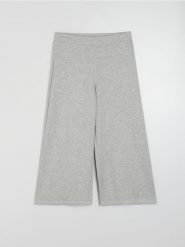 Melanżowe spodnie culotte z dzianiny scuba z domieszką wiskozy - szary. Szare spodnie materiałowe damskie Sinsay, l, bez wzorów, z dzianiny. Za 39.99 zł.