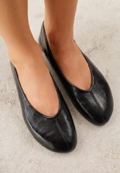 Czarne Gładkie Balerinki Basic z Zaokrąglonym Noskiem Kaleta. Czarne baleriny damskie Renee, bez wzorów, z jeansu, klasyczne, bez obcasa. Za 74.99 zł.