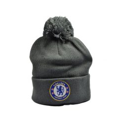 Czapka z pomponem Chelsea Londyn szara - licencjonowana. Szare czapki i kapelusze męskie CHELSEA, bez wzorów, sportowe. Za 109.00 zł.