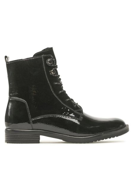 Lasocki Trzewiki WI23-DALIA3-09 Czarny. Czarne botki damskie Lasocki, z lakierowanej skóry, bez obcasa, na płaskiej podeszwie, bez zapięcia. Za 269.99 zł.