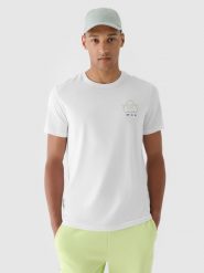 4F T-shirt regular z nadrukiem męski - biały M. Białe koszulki sportowe męskie 4f, m, bez wzorów, z bawełny, klasyczne, bez kołnierzyka. W wyprzedaży za 39.99 zł.