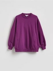 Bawełniana bluza - fioletowy. Fioletowe bluzy damskie Reserved, l, bez wzorów, z bawełny, bez kaptura. Za 149.99 zł.