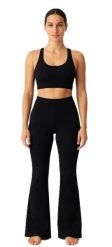 Spodnie Damskie Sportowe BARS Rozszerzane Nogawki Legginsy Czarne Trening. Czarne legginsy damskie BARS, l, bez wzorów, z dzianiny, długie, na fitness i siłownię. Za 39.90 zł.