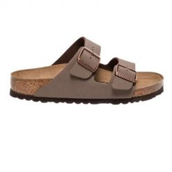 Klapki turystyczne uniseks Birkenstock Arizona 181. Brązowe klapki damskie Birkenstock, bez wzorów, z materiału, sportowe, bez obcasa. Za 494.00 zł.
