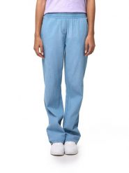 Spodnie dresowe z kieszenie na co dzień na siłownię. Niebieskie spodnie sportowe damskie LEONE 1947 APPAREL, s, bez wzorów, z denimu, na fitness i siłownię. Za 147.31 zł.