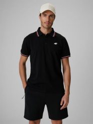 4F Koszulka kibica polo męska - czarna L. Czarne koszulki polo męskie 4f, l, bez wzorów, z bawełny, klasyczne, bez ramiączek. Za 99.99 zł.