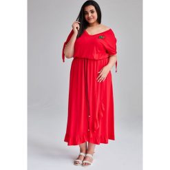 Czerwona Sukienka Laura MAXI duże rozmiary OVERSIZE PLUS SIZE WIOSNA. Sukienki damskie marki Moda Size Plus Iwanek. Za 165.00 zł.